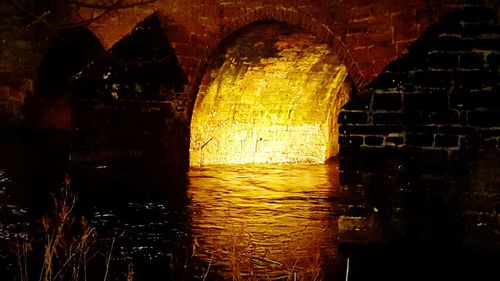 View of built structure at night