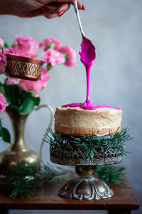 Close-up of cake on table