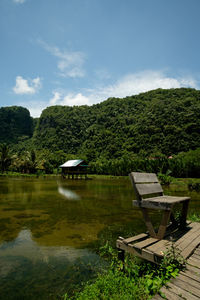Scenic view of lake against sky