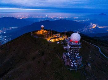 High angle view of illuminated lighting equipment on land