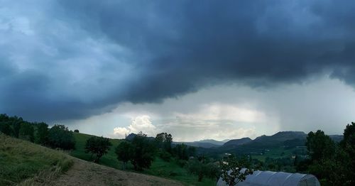 Panoramic view of storm clouds over landscape