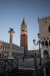 View of buildings against clear sky