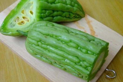 High angle view of vegetables on table