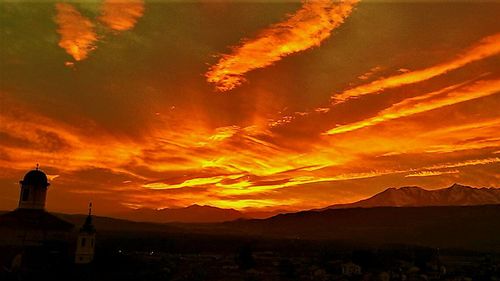 Scenic view of orange sky