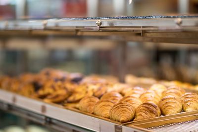 Close-up of croissant on cooling rack