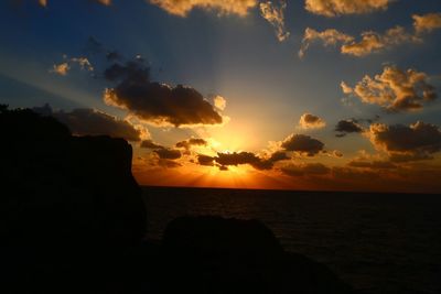 Scenic view of sea at sunset