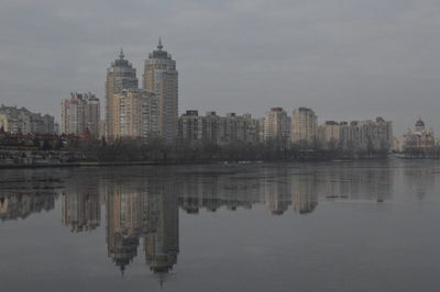 Reflection of buildings in lake