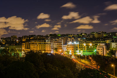 View of cityscape against cloudy sky