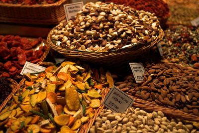 Various fruits for sale in market stall