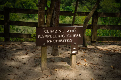 Close-up of information sign