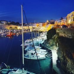 Boats moored in harbor