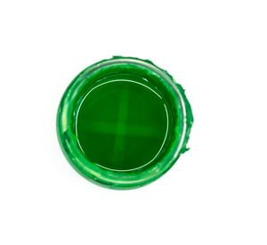 High angle view of drink on white background