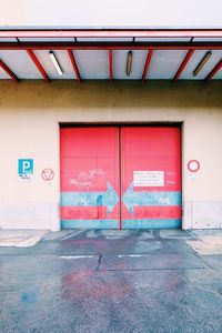 Closed door of building