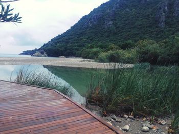 Scenic view of lake against sky