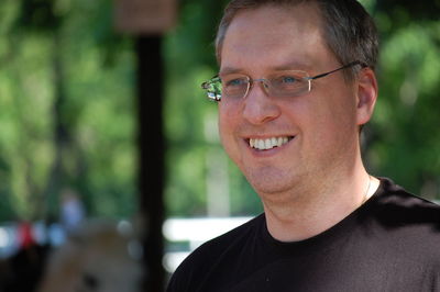 Close-up portrait of a smiling man