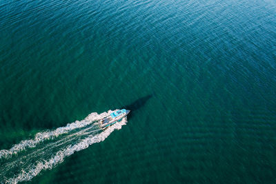 High angle view of boat in sea