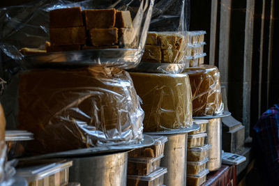 Stack of food in kitchen