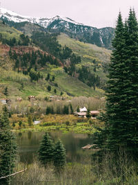 Scenic view of lake and mountains