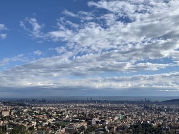 High angle shot of townscape against sky