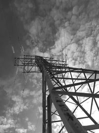 Low angle view of electricity pylon against sky