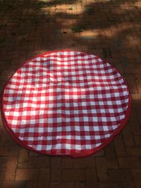 Red umbrella on table