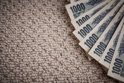 High angle view of text on paper