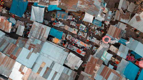 Aerial view of the local market in arusha city, tanzania