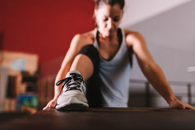 Woman exercising in gym