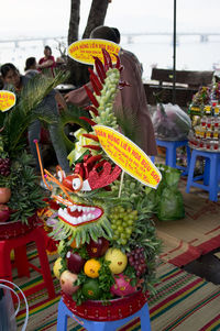 Food for sale at market stall