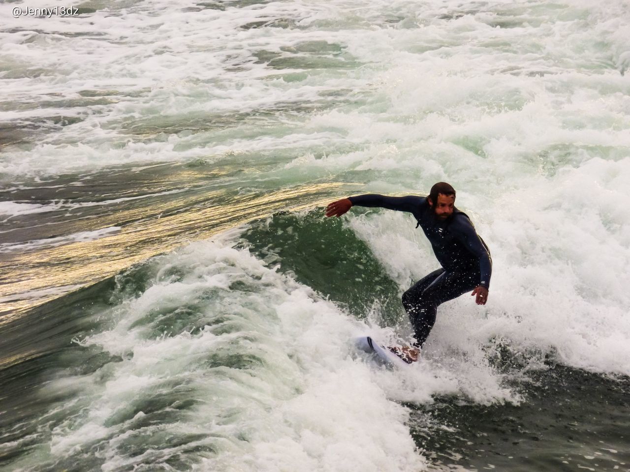 MAN ON SEA WAVES SPLASHING ON SHORE