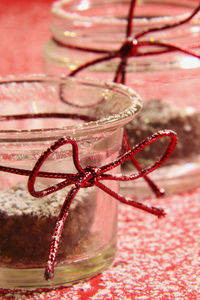 Close-up of christmas decoration on table