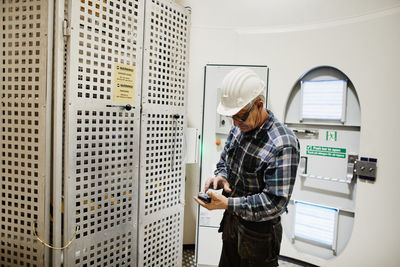 Engineer working in wind turbine