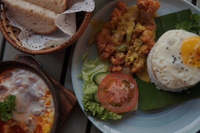 High angle view of food on table