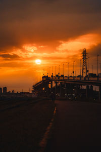 Pier against sky during sunset