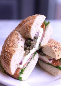 Close-up of  bagel in plate