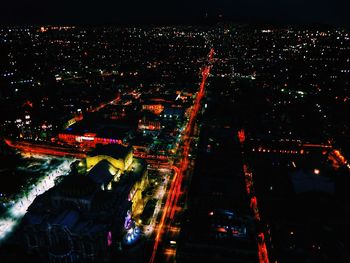 View of city street at night