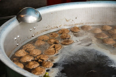 Close-up preparation of food outdoors