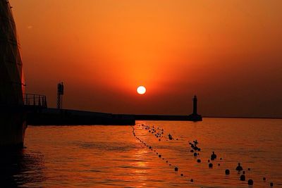 Scenic view of sunset over sea