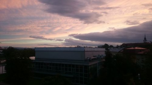 View of town at sunset