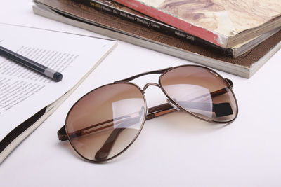 High angle view of sunglasses on table