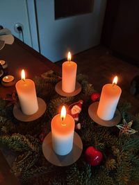 Close-up of illuminated candles