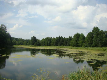 Scenic view of lake against sky