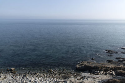 Scenic view of sea against clear sky