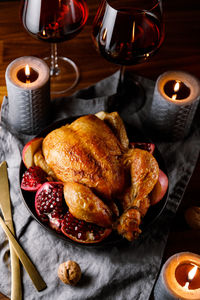 Close-up of food on table