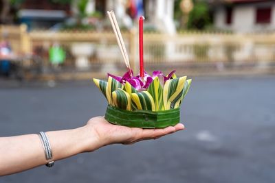 Preparing for loy krathong in bangkok thailand