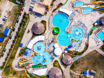 High angle view of multi colored swimming pool