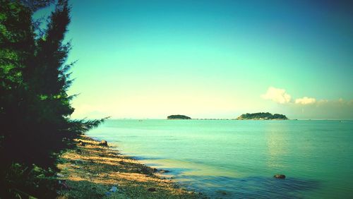 Scenic view of sea against clear sky