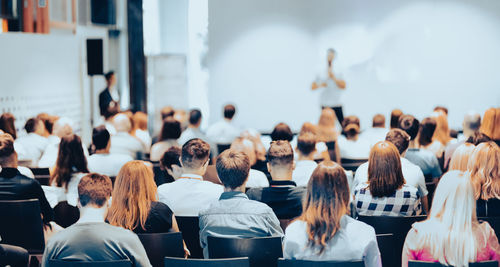 Rear view of people during seminar