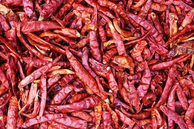 Full frame shot of red chili peppers for sale