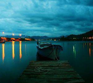 Scenic view of calm lake against cloudy sky